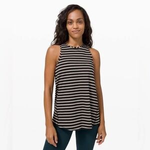 Lululemon All Tied Up Yachtie Striped Black Chrome Top